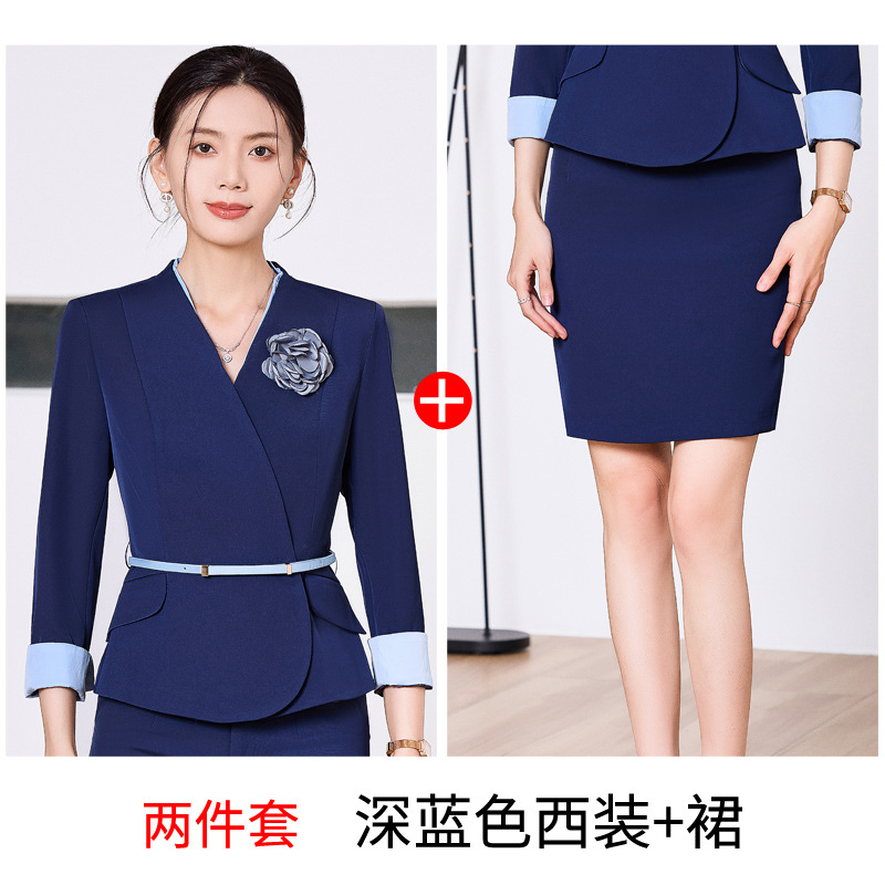 Two-piece set, dark blue suit dress