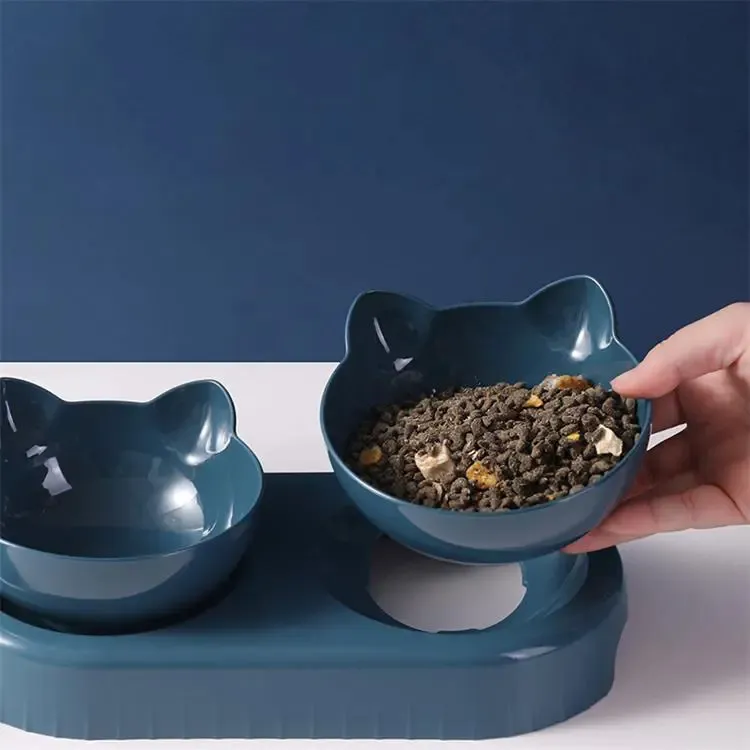 Hund Katze Schalen automatischer Haustier-Fütterer 15 Grad Neigung und 360 Grad drehbar mit automatischer Wasserspüle