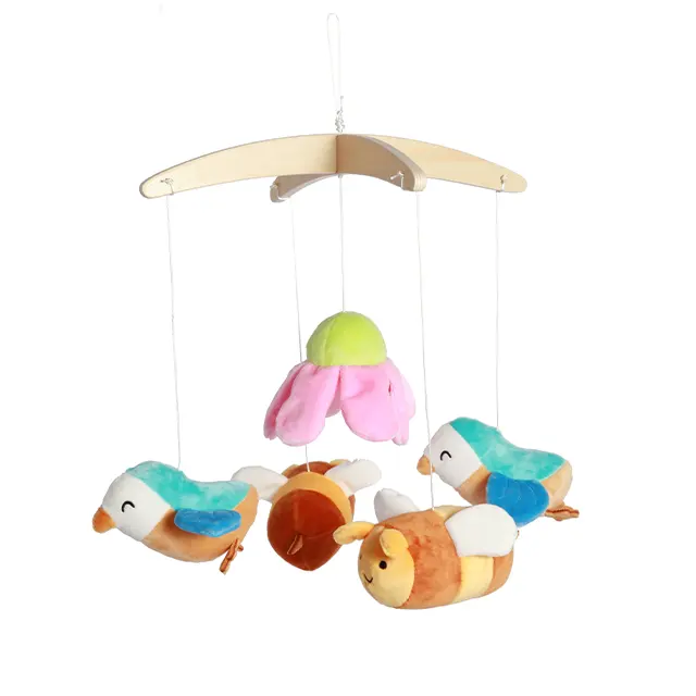 Nordic Style Kinderkamer Gehaakte Hangende Ornamenten Pasgeboren Baby Wieg Vogel En Bloem Opknoping Mobiel Babyspeelgoed