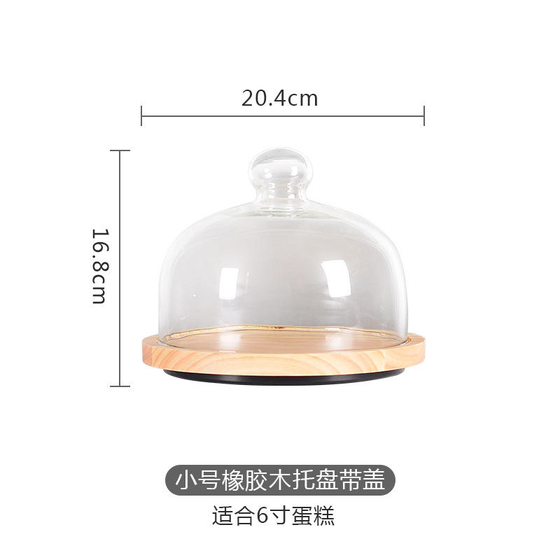 6 pouces-Bois caoutchouc avec couvercle en verre