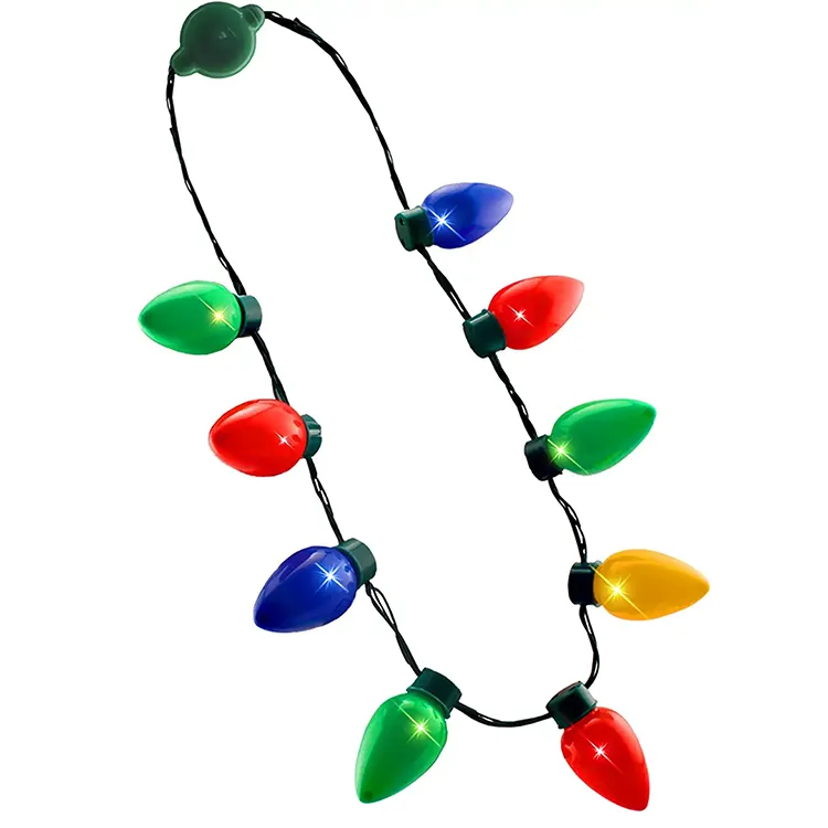 Glow In Dark Pendants LED Christmas Light Up Bulb Necklace Holiday Party Favors Decoration Accessories Ugly Xmas Funny Necklace