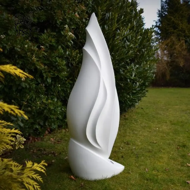 Personalização decoração exterior simples arte mármore branco abstrato jardim pedra escultura MSD-263