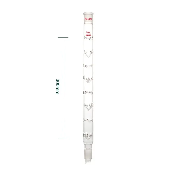 Instrumento de vidrio en forma de Espina, columna de separación Vertical, tubo de condensador humeante, 200, 300, 400, 500, 600mm