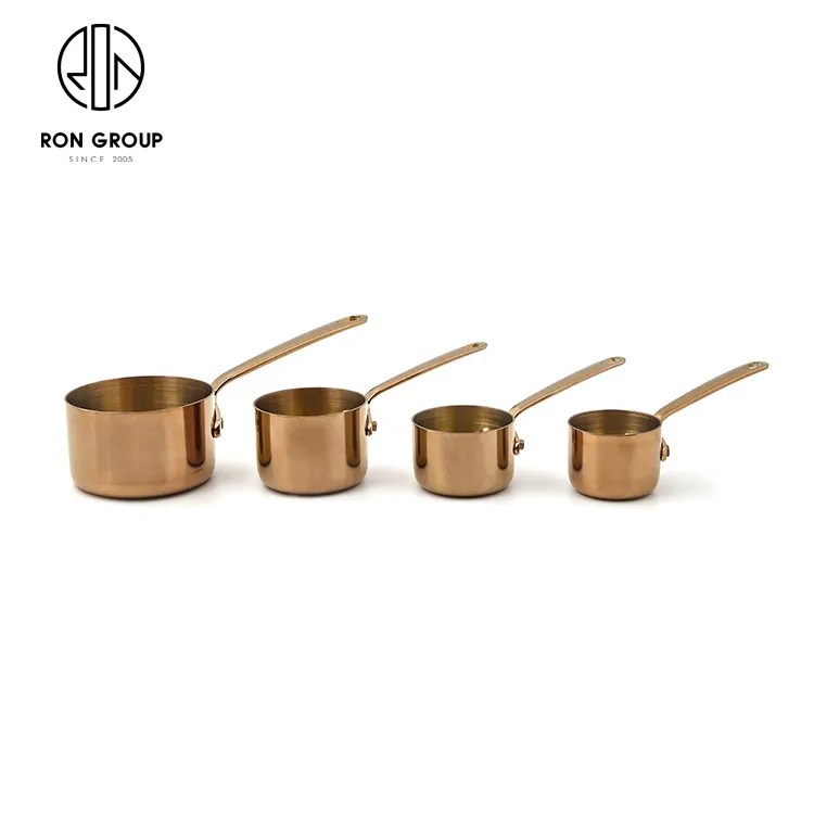 Restaurant Small Copper Gold Color Cookware Set stainless steel soy sauce dish Nonstick Sauce Pan Sets For Kitchen Use