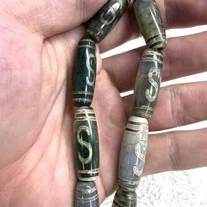 Toptan 30mm tibet antik yeşil <span class=keywords><strong>Dzi</strong></span> boncuk kırmızı siyah beyaz yeşil antika tibet akik boncuk bilezik yapımı için