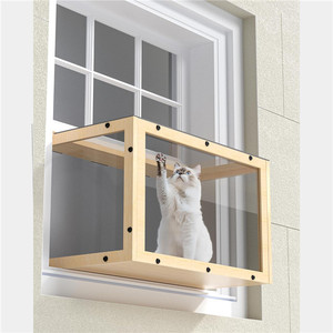 Pencere kedi avlu, ahşap kedi pencere kutusu, kapalı kedi pencere balkon Perches. Tek asılı pencere için uygundur. - Product Image 6