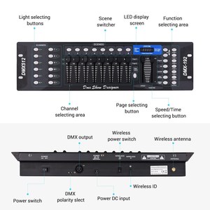 Wireless <strong>DMX512</strong> Light <strong>Controller</strong> Console Panel 2.4G ISM 192CH Programming Function Sound Activated with <strong>LED</strong> Screen Antenna - Product Image 3