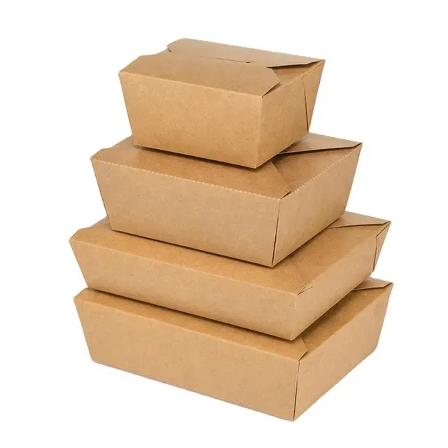 Kraftpapier Food Grade To Go Boxes Restaurant Wegwerp Eten Pak Lunch Verpakking Afhaalmaaltijden