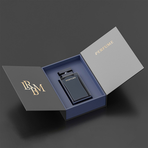 Scatola regalo magnetica per confezione di profumo in cartone rigido con Logo personalizzato di lusso e cancello nero