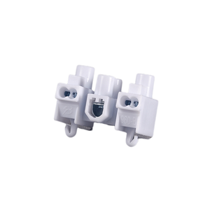 Bloque de terminales pasante de 3 pines con carcasa de polipropileno, pie fijo "J" de acero para cableado seguro - Product Image 1