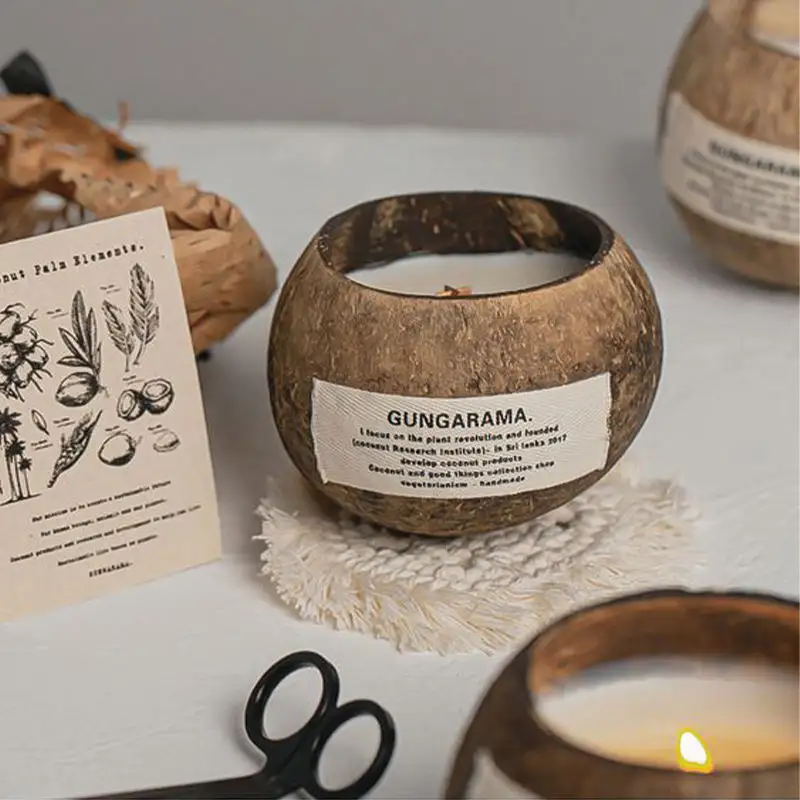 Natürliche Kokosnuss schalen kerzen Home Decor Coconut Bowl Container Soja wachs kerzen mit Geschenk box