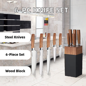 Nhà Bếp 5-Mảnh Dao Thiết Lập Với Khối Gỗ Chuyên Nghiệp Sharp 5 Mảnh Dao Nhà Bếp Thiết Lập - Product Image 2