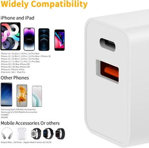 Çift USB bağlantı noktaları hızlı şarj QC3.0 5V duvar şarj PD fonksiyonu 5V/3A 9v 12v 18W 20W hızlı şarj Apple iPhone 13 için doğrudan - Product Image 3