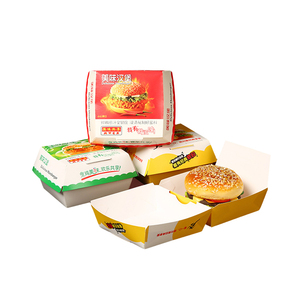 Stokta toptan hiçbir katlanır kızarmış tavuk Burger patates kızartması tavuk patlamış mısır pasta tek kullanımlık gıda ambalaj kutusu