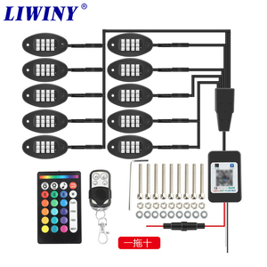 Liwiny ไฟร็อค RGBW 4 6 8 10 12pods ไฟ LED RGB ร็อคควบคุมแอพพลิเคชั่น12V 9W ชุดอันเดอร์บอดี้สำหรับรถบรรทุก ATV UTV offr-OAD - Product Image 4