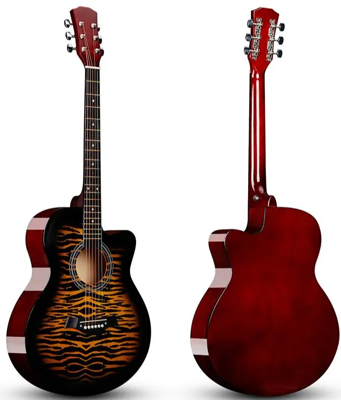 Personalización al por mayor, guitarra de rayas de tigre de 40 pulgadas, guitarra clásica, instrumento musical bajo