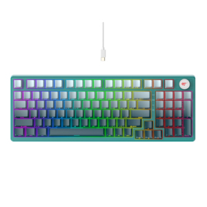 Havit KB899L 97 teclas Rainbow LED retroiluminado verde ordenador USB teclado para juegos con cable iluminación colorida Teclado mecánico para PC
