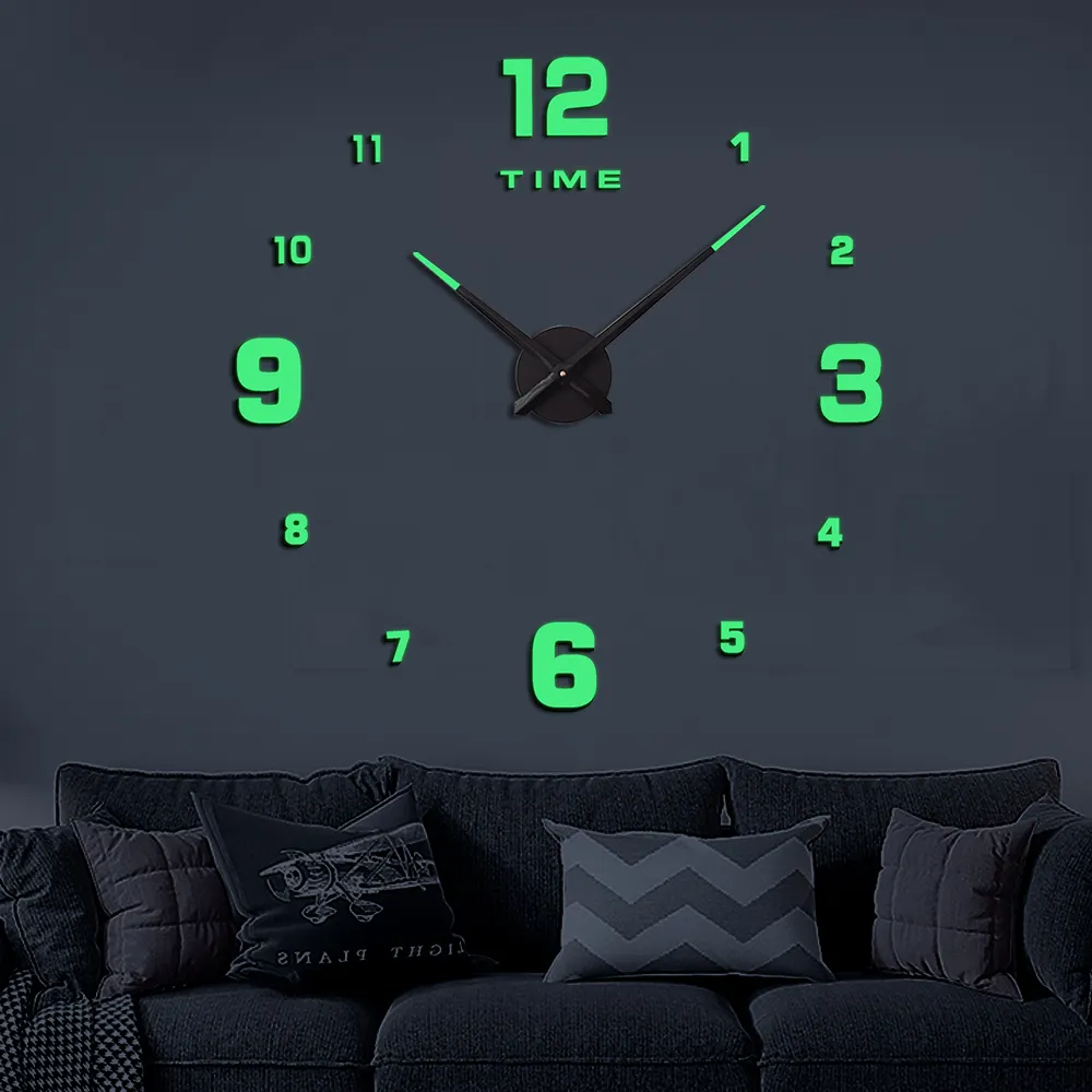 Heet Nieuw Ontwerp 47 Inch Acryl Digitale Klok Diy Wanddecoratie Moderne Wandklok Groot Lichtgevend 3d Horloge