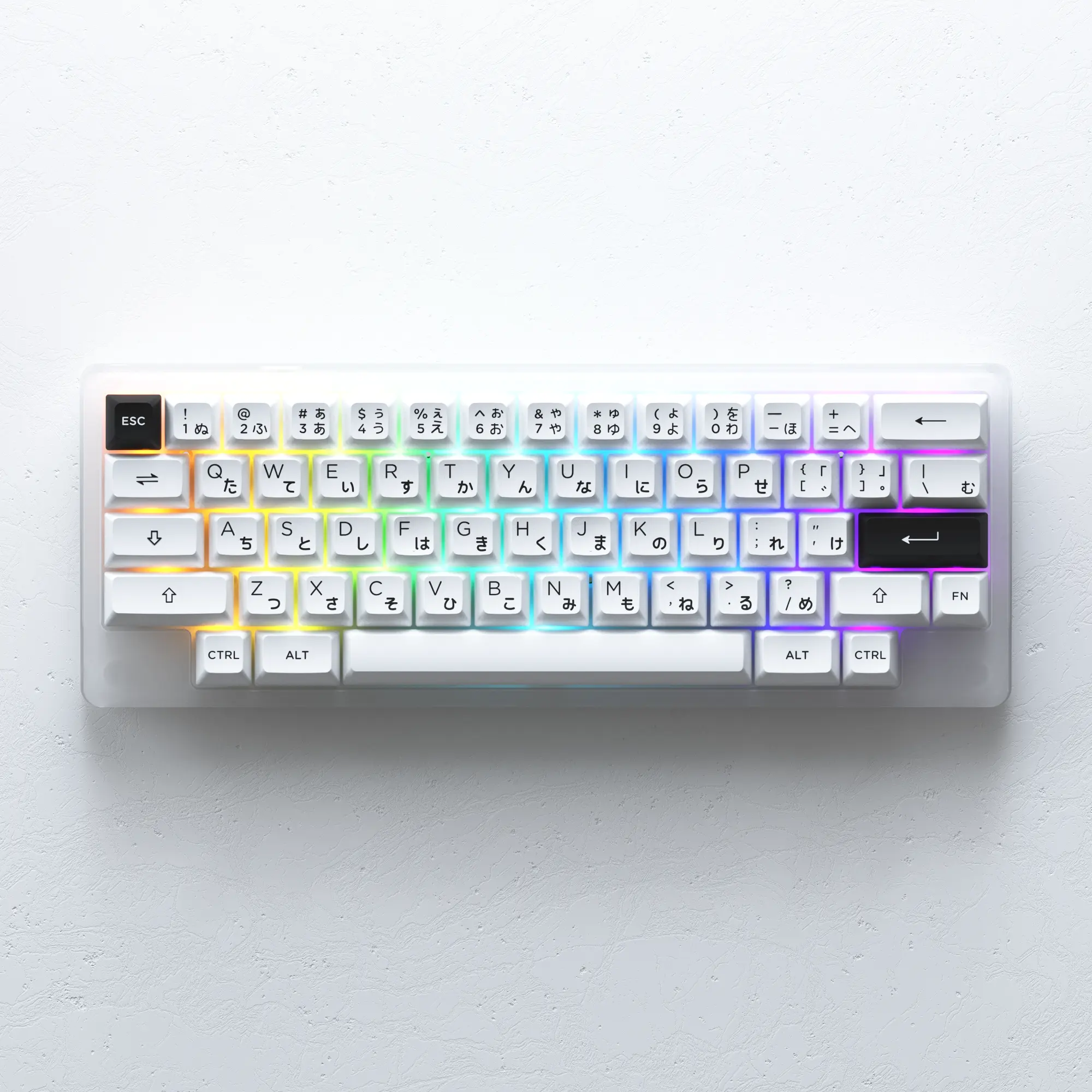 AKKO-Teclado mecánico ACR59 CS, interruptores blancos de gelatina, acrílico retroiluminado RGB, CNC, 61 teclas, lazo, 60%