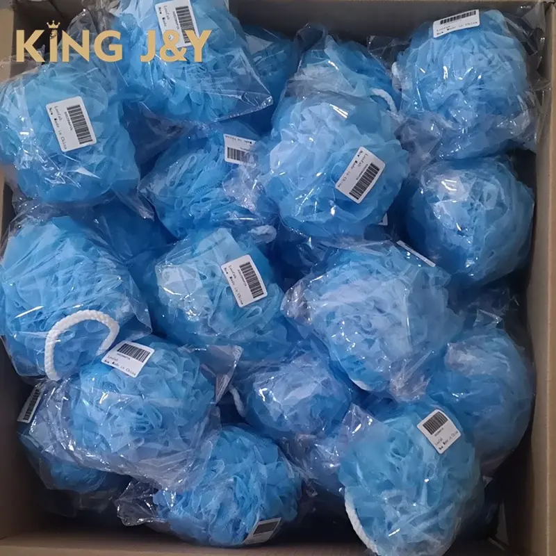 Губка для душа для мытья тела, голубой цвет, 50 г, 5 дюймов, упакованная в пластиковый пакет