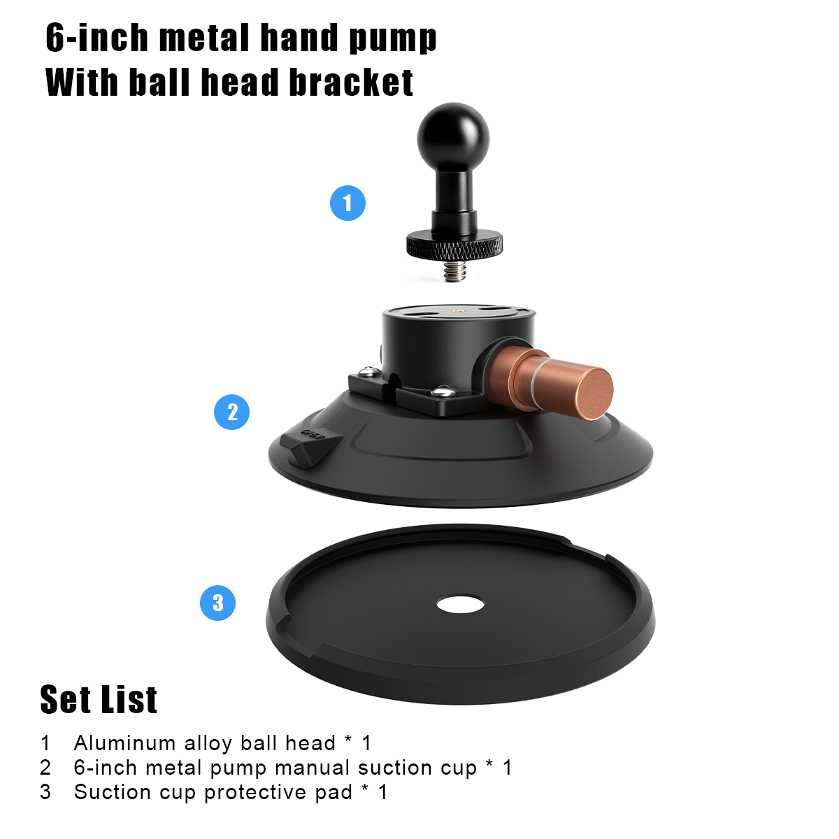 6-inch suction cup + metal handle + ball head kit