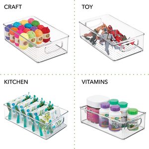 QM Stackable Clear Plastic Kitchen Organizer Container Set 6 Refrigerator Organizer <strong>Bins</strong> with Handles PET Material for <strong>Packing</strong> - Product Image 6