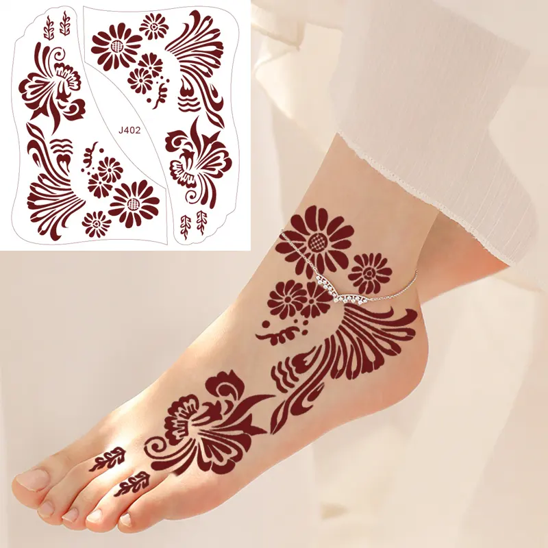 Desechable Belleza Pintura Corporal Semi Permanente 3D Blanco Impermeable Encaje Henna Pegatinas Tatuaje Temporal