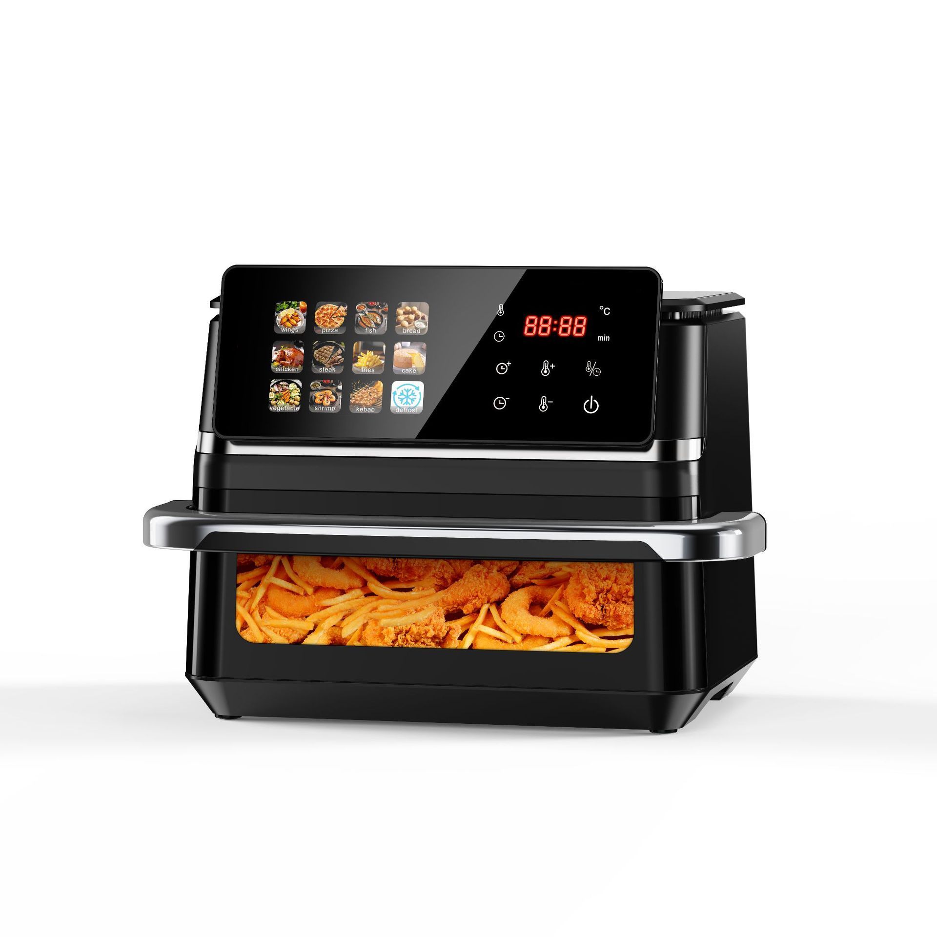Friteuse à poisson grillé 12L avec écran de suspension - Noir