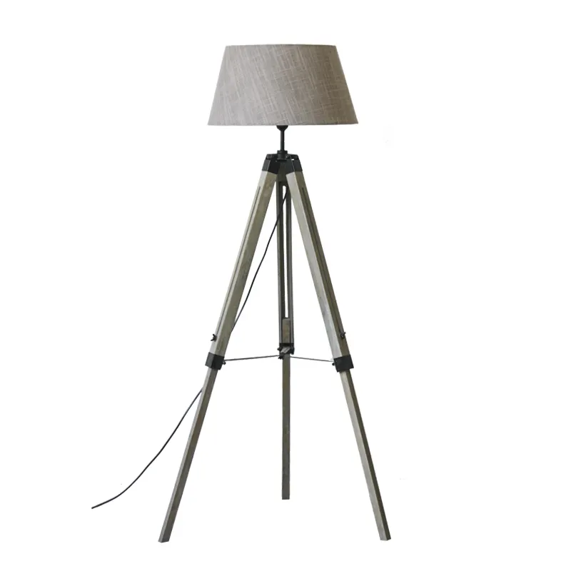 Trípode de JLF-T09 de madera sólida, lámpara de pie de altura ajustable para el hogar y la sala de estar