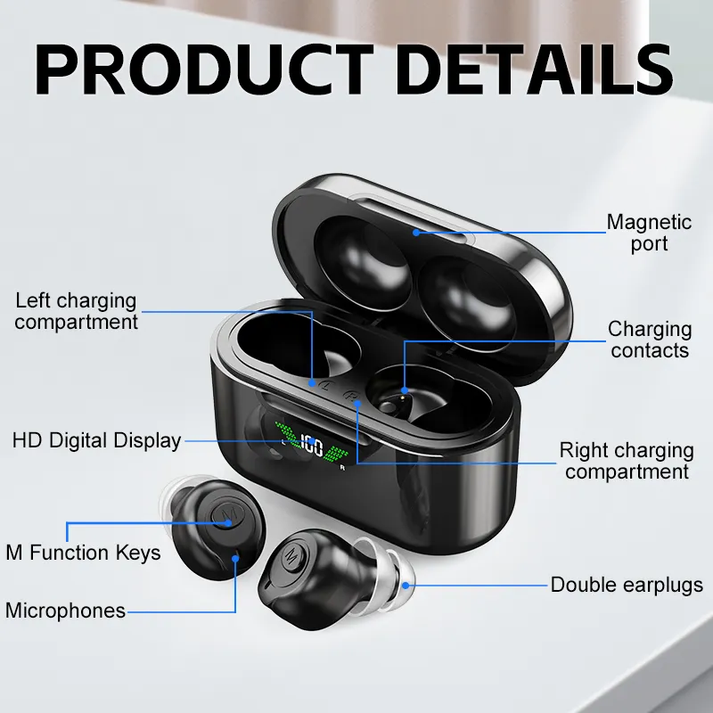 Mini receptor de audífonos, audífonos baratos, recargable, diente azul para personas mayores