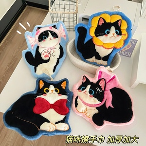 Kedi şekli el kuru havlu banyo mutfak dekoru mikrofiber temizlik bezleri emici Lint ücretsiz kedi el havlusu