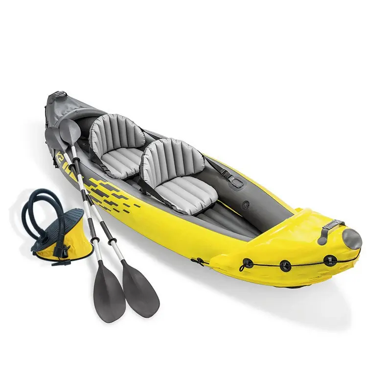 قارب التجديف القابل للنفخ للرياضة المائية في الهواء الطلق للبيع بالجملة قارب كاياك قابل للنفخ لشخصين بمجداف