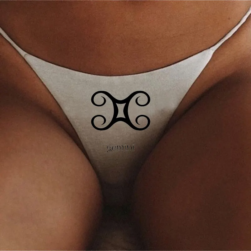 Logotipo personalizado signos del zodiaco 2017 Sexy mujer grande de talla grande doble capa ropa interior de algodón bragas Tanga G String