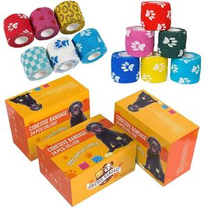 Özel sipariş dikişsiz baskılı bandaj Vet Wrap Pet elastik bandaj köpekler kediler için kendinden yapışkanlı bandaj - Product Image 1