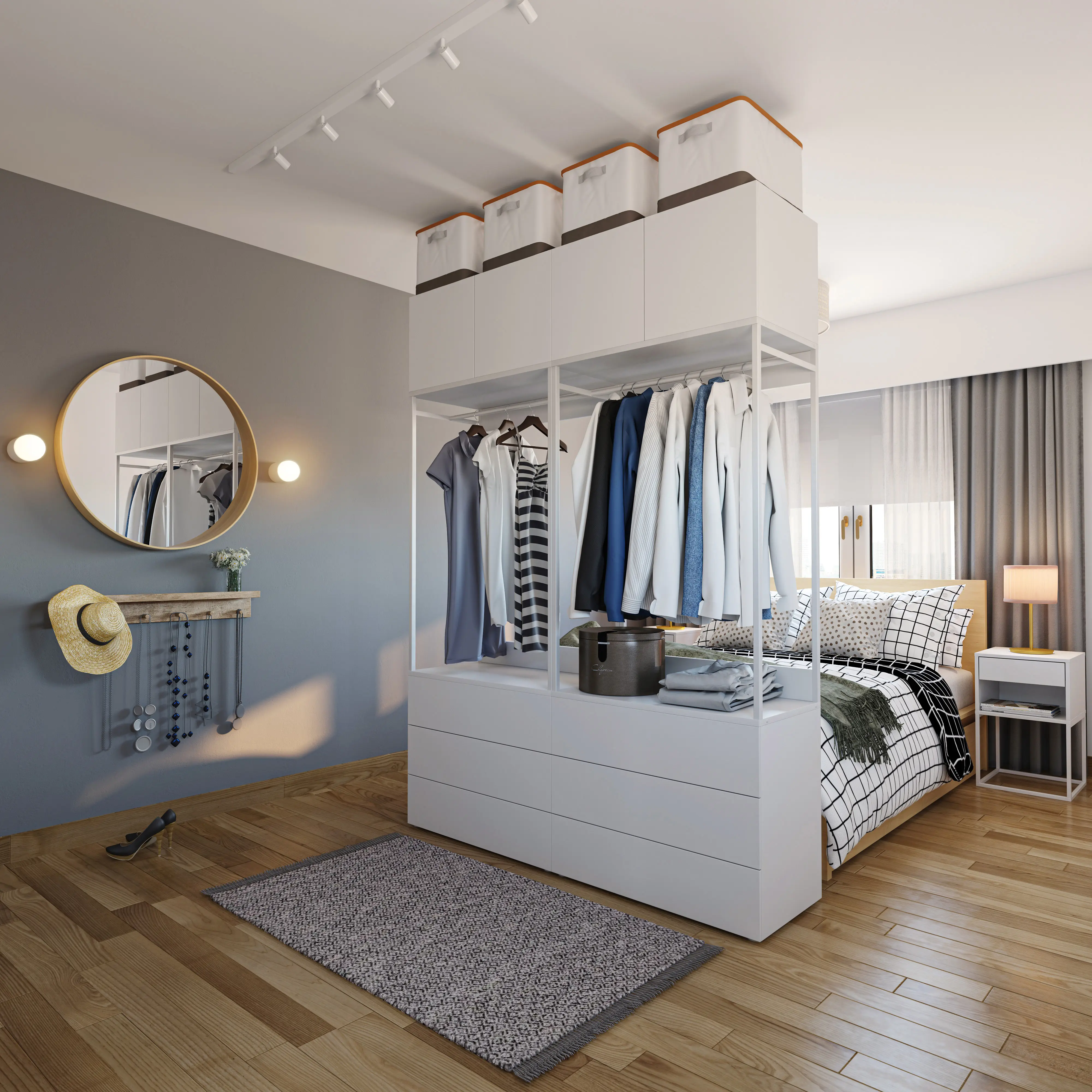 豪華なキングサイズのベッドとマットレスセットクイーンベッドルームセットベッドルーム家具白い木製ドレッサーセットカマ
