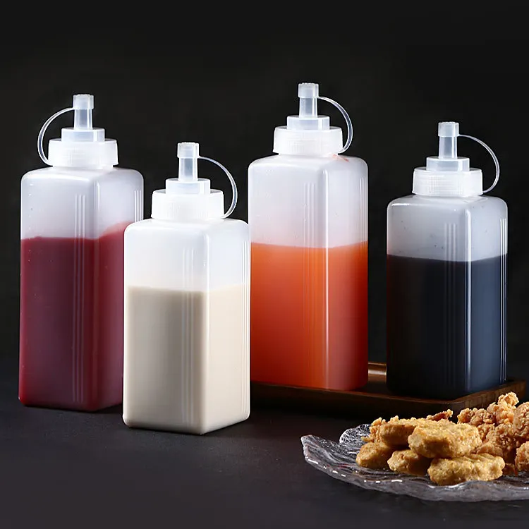 Botella de salsa exprimible de plástico de alta calidad de gran capacidad 800ml 1000ml botella de condimento