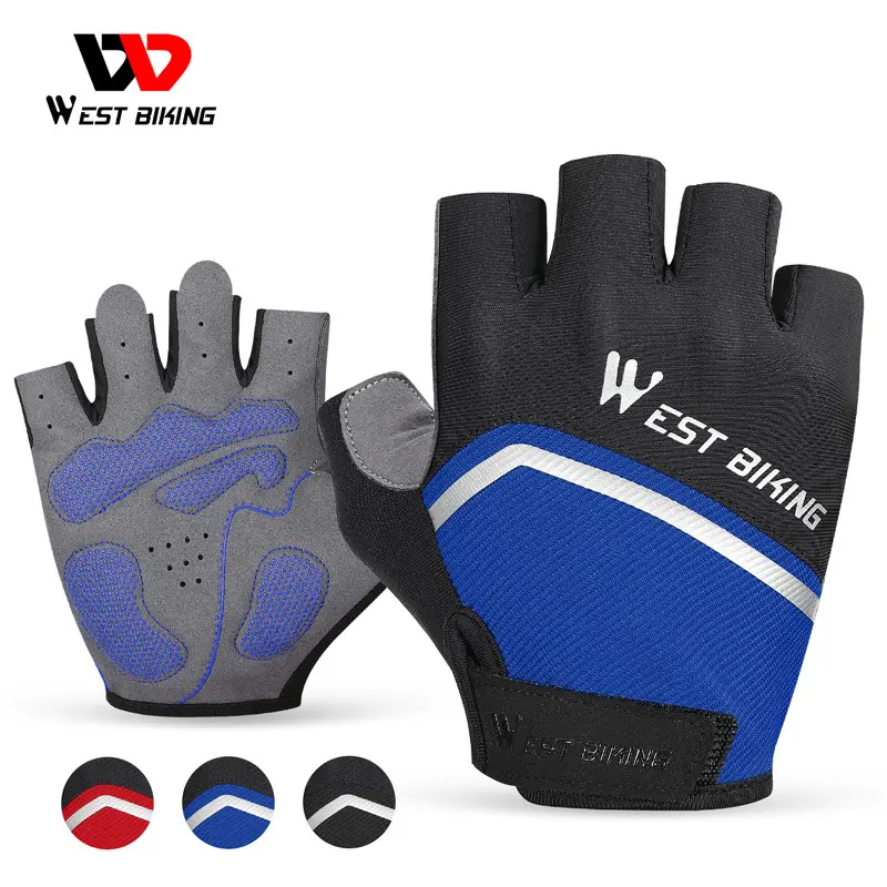 WEST BIKING-guantes de ciclismo transpirables de medio dedo, antideslizantes, para ciclismo de montaña o carretera