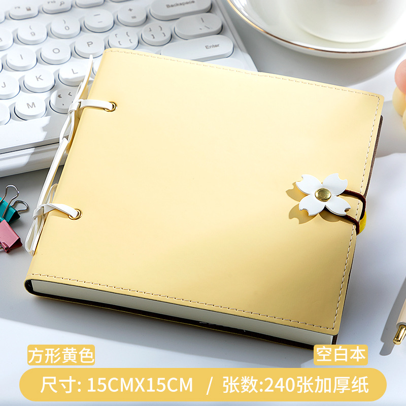 Flower buckle square ben-yellow-blank
