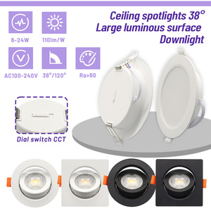 Modern arama anahtarı LED Downlight 2.5c-8c 6W-24W 7W tavan spot 3 CCT değişim AC100-240V IP20 3CCT kapalı kullanım PP + PS malzeme - Product Image 6