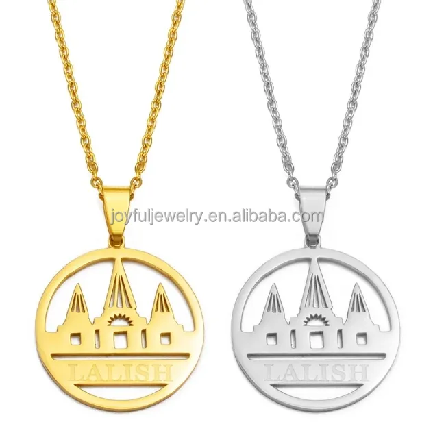 Factory Wholesale Dainty Yezidi Lalish Pendant Necklaces High Polished Chic Holiest Temple Of The Yazidis Jewelry