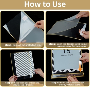 Vàng <span class=keywords><strong>Acrylic</strong></span> giữ dấu hiệu <span class=keywords><strong>4x6</strong></span> inch đám cưới Bảng số khung dọc hai Mặt hiển thị hình ảnh vàng khung - Product Image 5