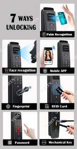 Impronta del viso con impronta palmare Tuya Wifi Smart elettronica blocco porta App con chiave Video citofono serratura a distanza serratura sicura mortasa - Product Image 2