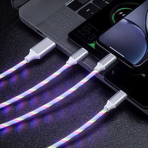 A Drag Three Streamer Data Cable for iPhone Android Type-C Mobile Phone Fast <strong>Charge</strong> Three in One Running Horse <strong>Lamp</strong> Light - Product Image 6