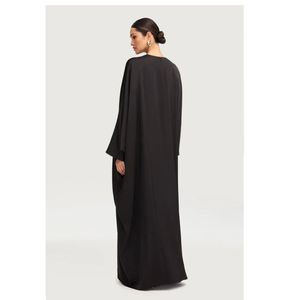 שמלת תפילה מפוארת eid drapey מתאים רופפים נשים צנועות קשת עניבה שחור נידה אבאיה דובאי 2025