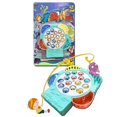 Enfant été intérieur extérieur Puzzle Sport jeu interactif jouets B/O plateau de pêche électrique jouets 15 poissons et 2 cannes à pêche pour enfant