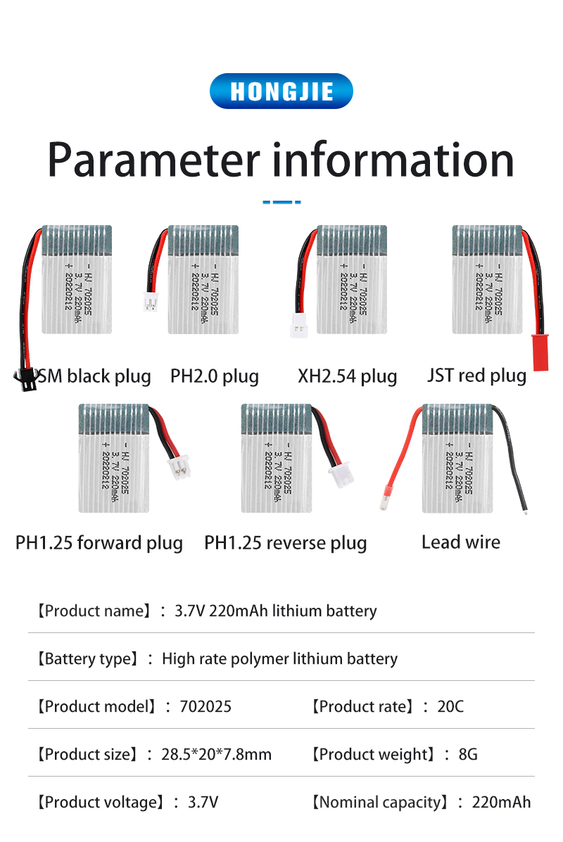 3.7V 220mAh 702025 20C