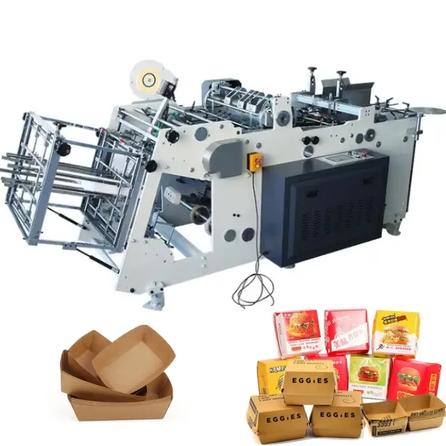 Small Business Automatic Disposable Paper Lunch Hamburger Box Making Forming Machine