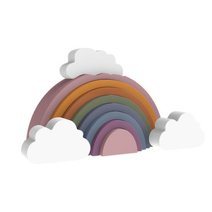 Educational Children Color Cognition Circle Cloud Arch Building Block Baby Silicone <strong>Rainbow</strong> Stacking Toys - Product Image 6