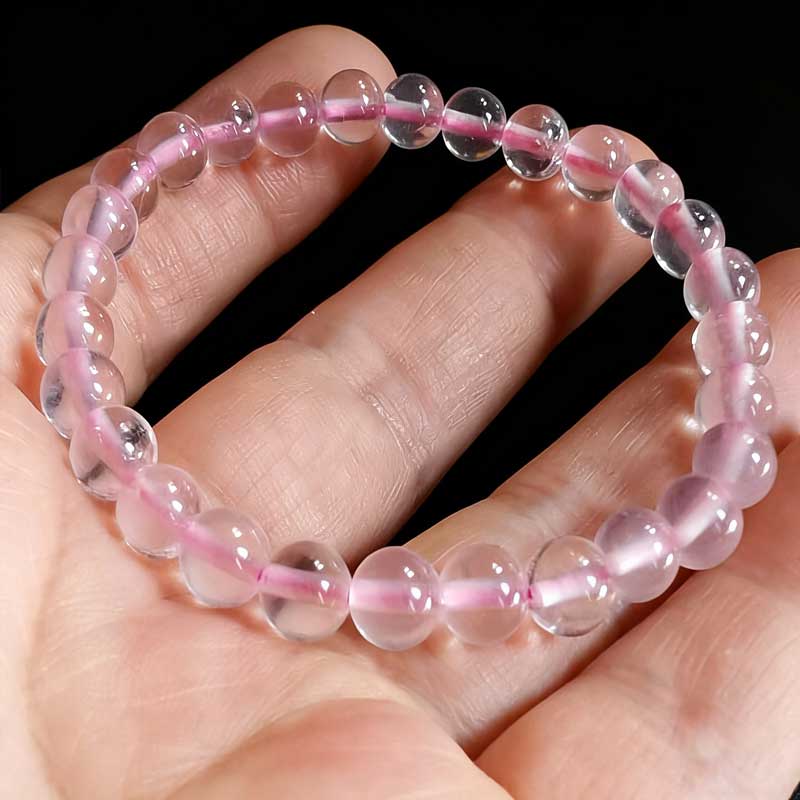 Natural ice-type rose quartz bead bracelet