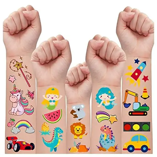 Personalize seu design de tatuagem temporária para crianças, carros, animais, plantas, certificado CE não tóxico, à prova d'água, adesivo para crianças